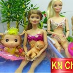 Đồ chơi trẻ em Búp bê Barbie Winx club Icy & Lucy tắm hồ bơi với búp bê chibi tập 3 Kids toy